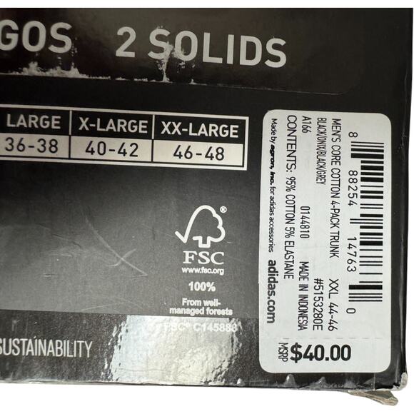 Adidas Men’s Core Cotton Trunk Underwear 4-Pack XXL 46-48 Black Grey Stretch - Picture 9 of 12